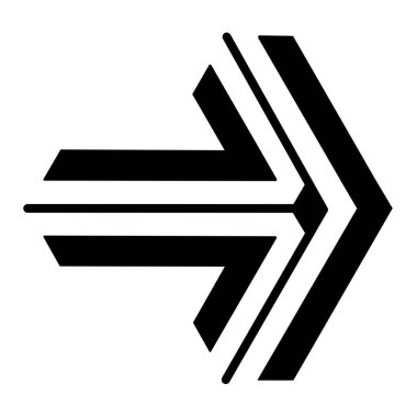 Evrensel tasarım biçimi için geometrik şekilli sağ ok simgesi