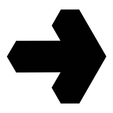 Evrensel tasarım biçimi için geometrik şekilli sağ ok simgesi