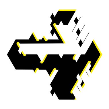 Geometrik biçimli işaret ve sembol için Siyah ve Sarı Sağ Ok