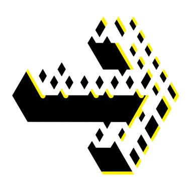 Geometrik biçimli işaret ve sembol için Siyah ve Sarı Sağ Ok