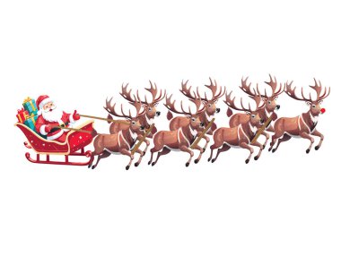 Ren Geyiği Tarafından Çekilen Kızakta Noel Baba