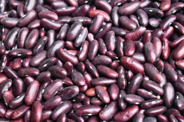 Kahverengi renkli kuru fasulye, yakın plan kahverengi renkli, çiğ, kuru fasulye çekirdeği..