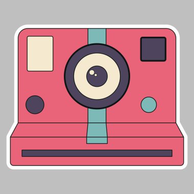 Retro Anlık Kamera. Pembe Vintage Fotoğraf Simgesi