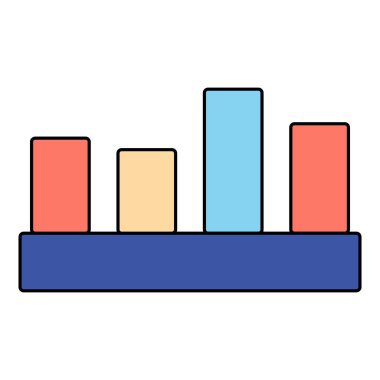 Verileri, istatistikleri, analizleri ve büyümeyi temsil eden renkli çubuk grafik simgesi. İş, finans ve pazar eğilimleri kavramı.
