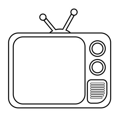 Retro TV Simgesi. Satır Sanatı Biçiminde Klasik Televizyon Sembolü