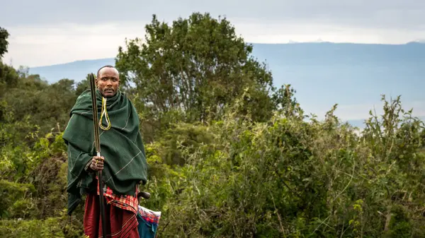 Dağlarda bir adam, Serengeti Ulusal Parkı, Tanzanya