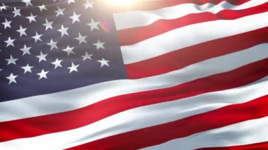 Güneşte Amerikan Bayrağı 4k döngüsü.