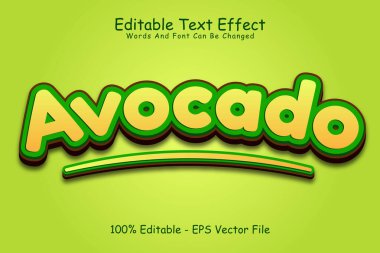 Avokado Düzenlenebilir Metin Efekti 3 Boyut Kabartma Modern Biçim
