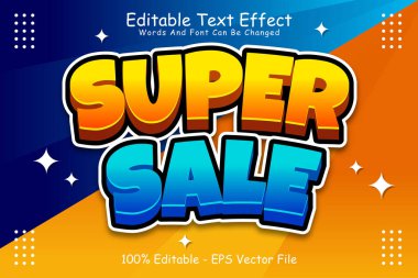 Süper satış düzenlenebilir metin efekti 3 boyut kabartma biçimi