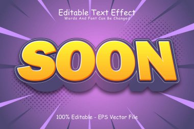 Yakında Düzenlenebilir Metin Efekti 3 Boyut Kabartma Çizgi Film Biçimi