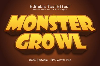 Canavar Hırıltısı Düzenlenebilir Metin Efekti 3 Boyutlu Kabartma Çizgi Film Biçimi