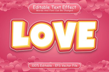 Aşk Düzenlenebilir Metin Efekti 3 Boyut Kabartma Modern Biçim