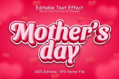 Anneler Günü Düzenlenebilir Metin Efekti 3 Boyut kabartması modern biçimi
