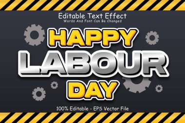 İşçi Bayramı Düzenlenebilir Metin Efekti 3 Boyutlu Kabartma Çizgi Film Biçimi