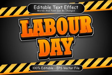 İşçi günü düzenlenebilir metin efekti 3 boyut kabartma biçimi