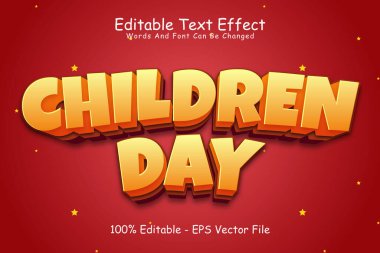 Çocuk Günü Düzenlenebilir Metin Efekti 3 Boyutlu Kabartma Çizgi Film Biçimi