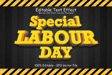 Özel Çalışma Günü Düzenlenebilir Metin Efekti 3 Boyutlu Kabartma Çizgi Film Biçimi