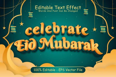 Bayram Mübarek Düzenlenebilir Metin Efektini 3 Boyutlu Kabartma Çizgi Biçimini Kutla