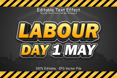 İşçi Bayramı 1 Mayıs Düzenlenebilir Metin Efekti 3 Boyutlu Kabartma Çizgi Film Biçimi