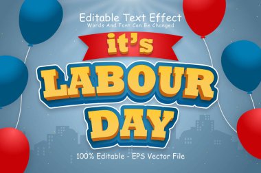 Çalışma Günü Düzenlenebilir Metin Efekti 3 Boyutlu Kabartma Çizgi Film Biçimi