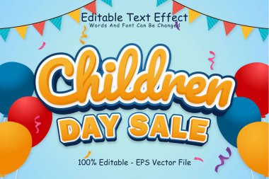 Çocuk Gündüz Satışı Düzenlenebilir Metin Efekti 3 Boyutlu Kabartma Çizgi Film Biçimi