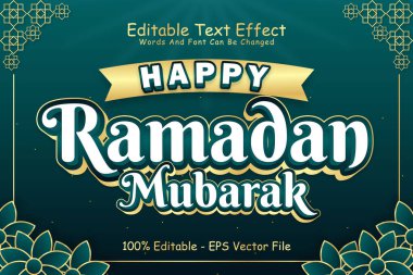 Mutlu Ramazan Mübarek Düzenlenebilir Metin Efekti 3 Boyutlu Kabartma Modern Biçim