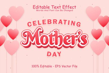Anneler Günü Kutlaması Metin Düzenleme Efekti 3 Boyut Kabartma Modern Biçim