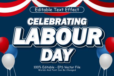 İşçi Bayramı 'nı Kutlama Metin Düzenleme Efekti 3 Boyutlu Kabartma Çizgi Film Biçimi