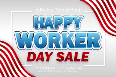 Mutlu İşçi Günü İndirimli Metin Düzenleme Efekti 3 Boyutlu Kabartma Modern Biçim