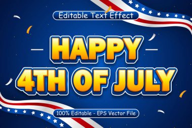 4 Temmuz Düzenlenebilir Metin Efekti 3 Boyut Kabartma Modern Biçim