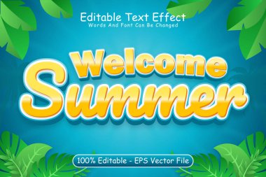 Hoş Geldiniz Yazın Düzenlenebilir Metin Efekti 3 Boyutlu Kabartma Çizgi Film Biçimi