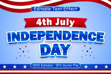 4 Temmuz Bağımsızlık Günü Düzenlenebilir Metin Efekti 3 Boyut Kabartma Modern Biçim