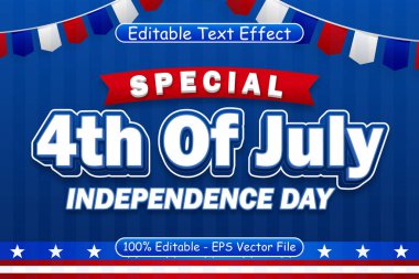 4 Temmuz Özel Metin Düzenleme Efekti 3 Boyut Kabartma Modern Biçim