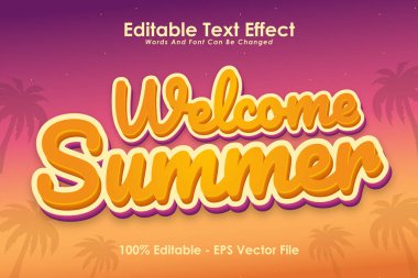 Hoş Geldiniz Yazın Düzenlenebilir Metin Efekti 3 Boyutlu Kabartma Çizgi Film Biçimi