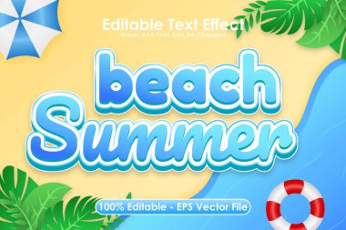 Plaj Yazı Düzenleme Efekti 3 Boyutlu Kabartma Çizgi Film Biçimi