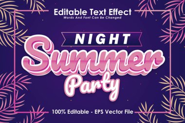 Gece Yaz Partisi Düzenleyici Metin Efekti 3 Boyut Kabartma Modern Biçim