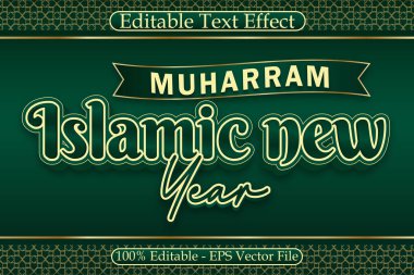 Muharram İslami Yeni Yıl Düzenlenebilir Metin Efekti 3 Boyut Kabartma Modern Biçim