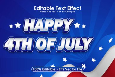 4 Temmuz Düzenlenebilir Metin Efekti 3 Boyut Kabartma Modern Biçim