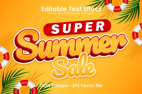 stock vector Super Summer Sale Editable Text Effect 3 Dimension Emboss Cartoon