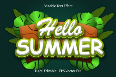 Merhaba yaz, Düzenlenebilir Metin Efekti 3 d Kabartma Çizgi Film Tasarımı