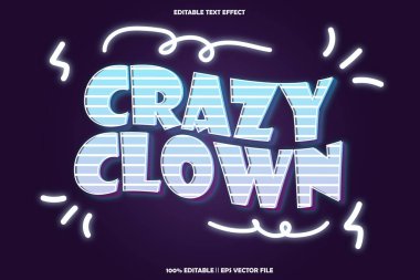 çılgın palyaço düzenlenebilir metin efekti kabartma neon tarzı