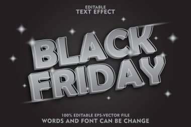 Siyah Cuma düzenlenebilir metin efekti lüks kabartma tarzını