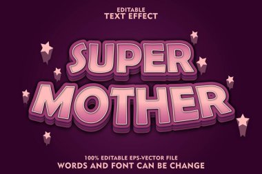 süper anne düzenlenebilir metin efekti modern stili kabartma