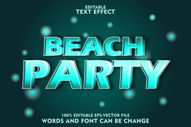 Plaj partisi düzenlenebilir metin efekti modern stili kabartma