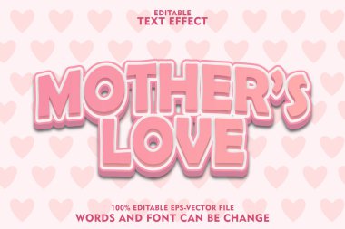 Anne sevgisi düzenlenebilir metin efekti çizgi film tarzında kabartma