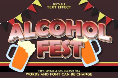 Alkol festivali düzenlenebilir metin efekti modern stili kabartma