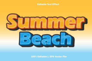 Summer Beach Düzenlenebilir Metin Efekti 3B Kabartma Biçimi