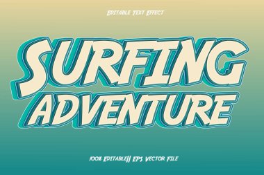 Sörf Macerası Düzenlenebilir Metin Efekti 3B Kabartma Biçimi