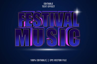 Festival Müzik Düzenlenebilir Metin Efekti 3B Gradyan Biçimi