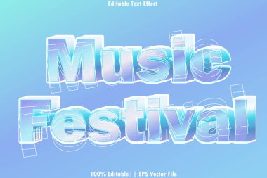 Müzik Festivali Düzenlenebilir Metin Efekti 3B Kabartma Biçimi